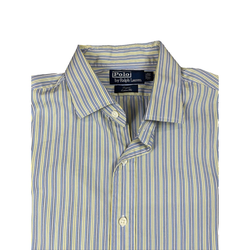 Polo Ralph Lauren Dress Shirt Mens 17-35 Striped Regent Custom Fit Long Sleeve